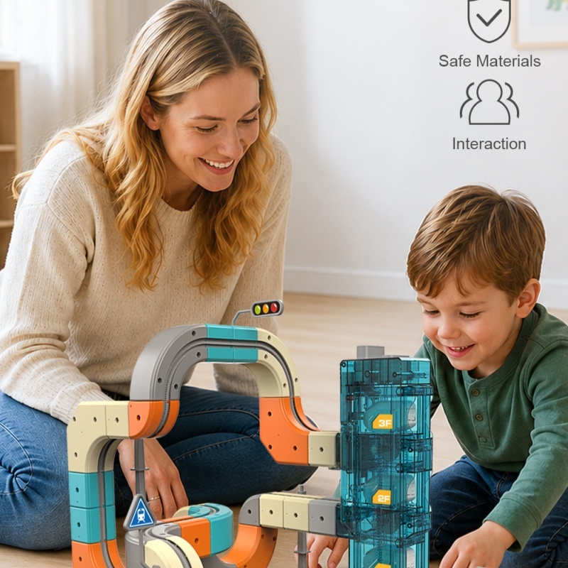 Kids Education Level - マジックトラックトレインおもちゃ組み立てブロック迷路教育玩具子供のためのクリスマスギフトDIY多層階段ブロック