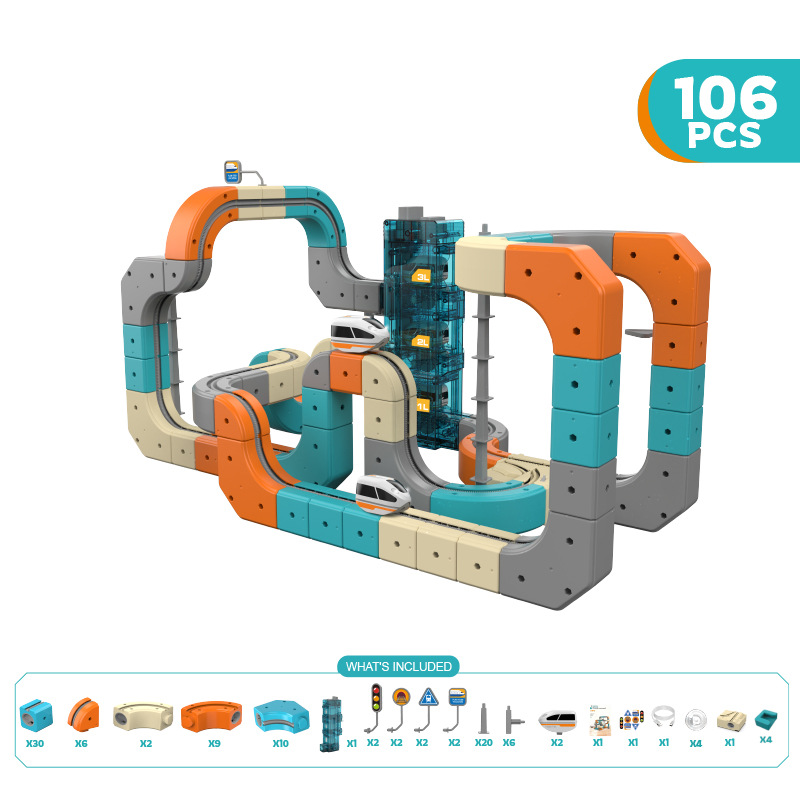 Kids Education Level - DIY マルチレベル階段ブロックマジックトラック列車のおもちゃ組み立てられたビルディングブロック迷路教育玩具子供のためのクリスマスギフト
