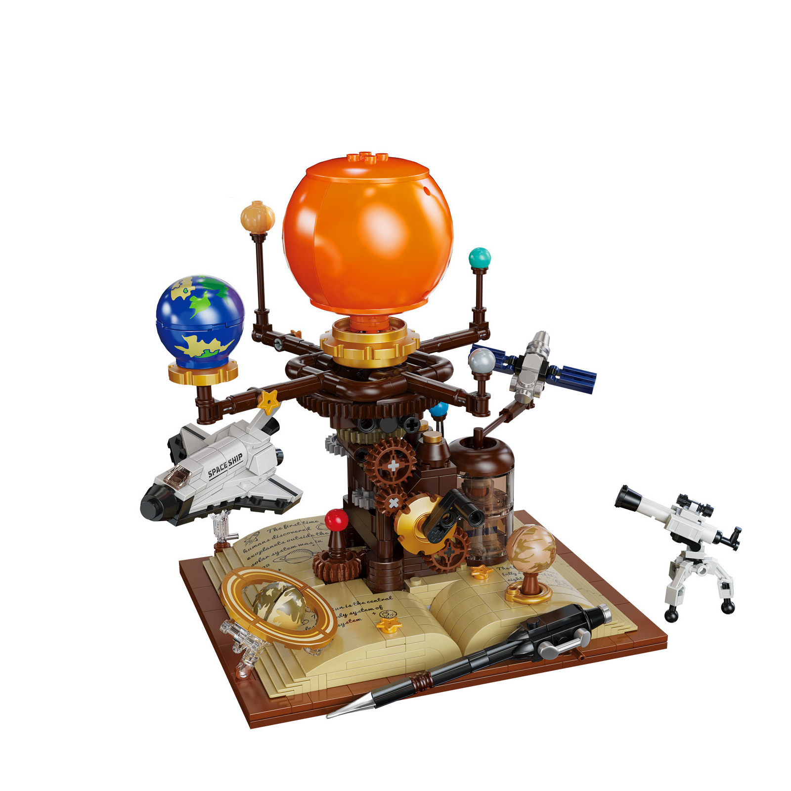 Solar System Model - 惑星の本 宇宙旅行 ブロック ソーラーシステム スチームパンクモデル 宇宙船