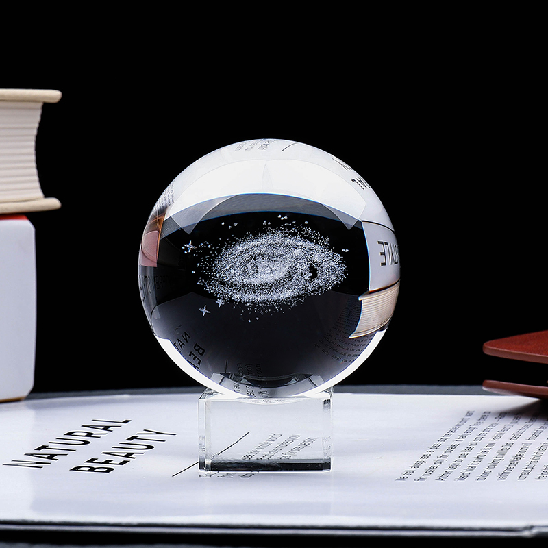 Solar System Model - 80 ミリメートル天の川銀河クリスタルボール 3D レーザー彫刻太陽系惑星ミニチュアモデルグローバルホームデコレーションクリスマスギフト