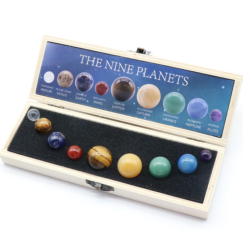 Solar System Model - 天然水晶 8 9 惑星ボールソーラー太陽系ロック水晶石ビーズヒーリングレイキチャクラエネルギー球銀河モデルグローブ