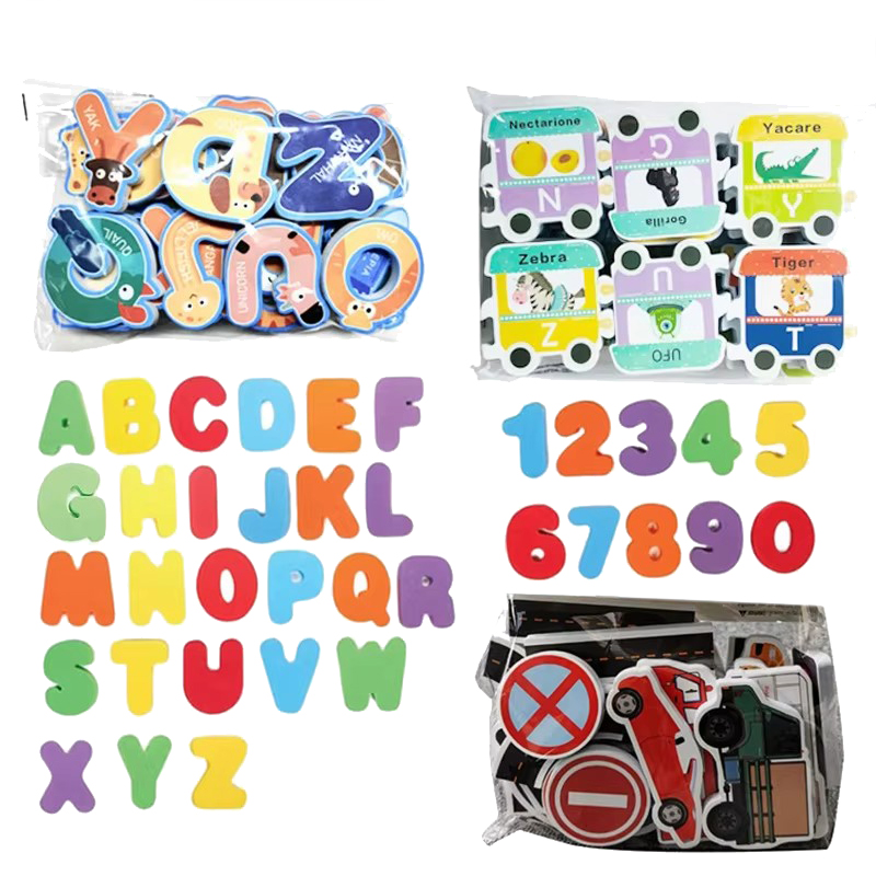 Number Puzzle Foam - ベビーバスおもちゃ 浮き泡 EVAパズル 入浴おもちゃ 子供用 文字