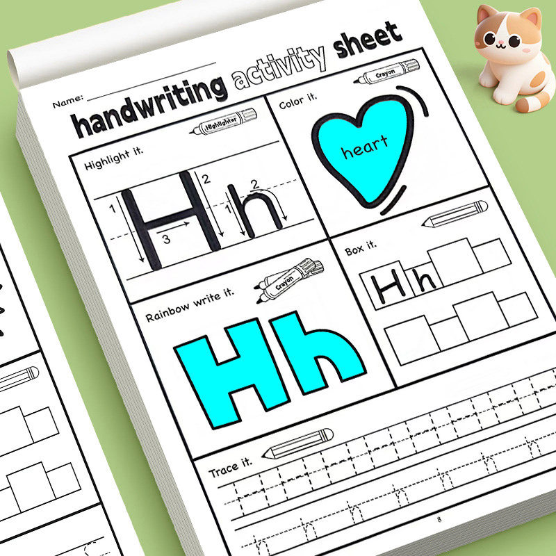 Kids Education Steps - 子供向け初心者ABC文字練習帳、ステップバイステップの手書き練習と動物単語マッチングワークシート