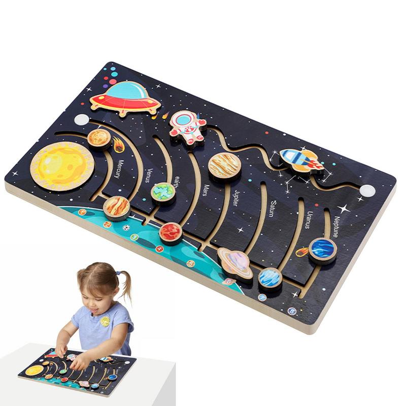 Solar System Model - 子供のための木製ソーラーシステムモデル,モジュラー,建設,8惑星,科学,教育玩具