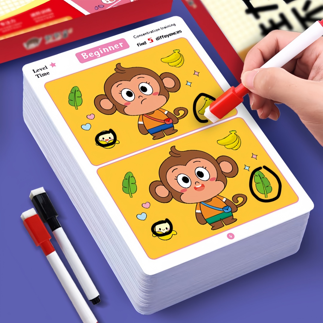 間違い探しカードゲーム 再利用可能な漫画教育パズル 子供向け - Kids Education Level のレビューと価格