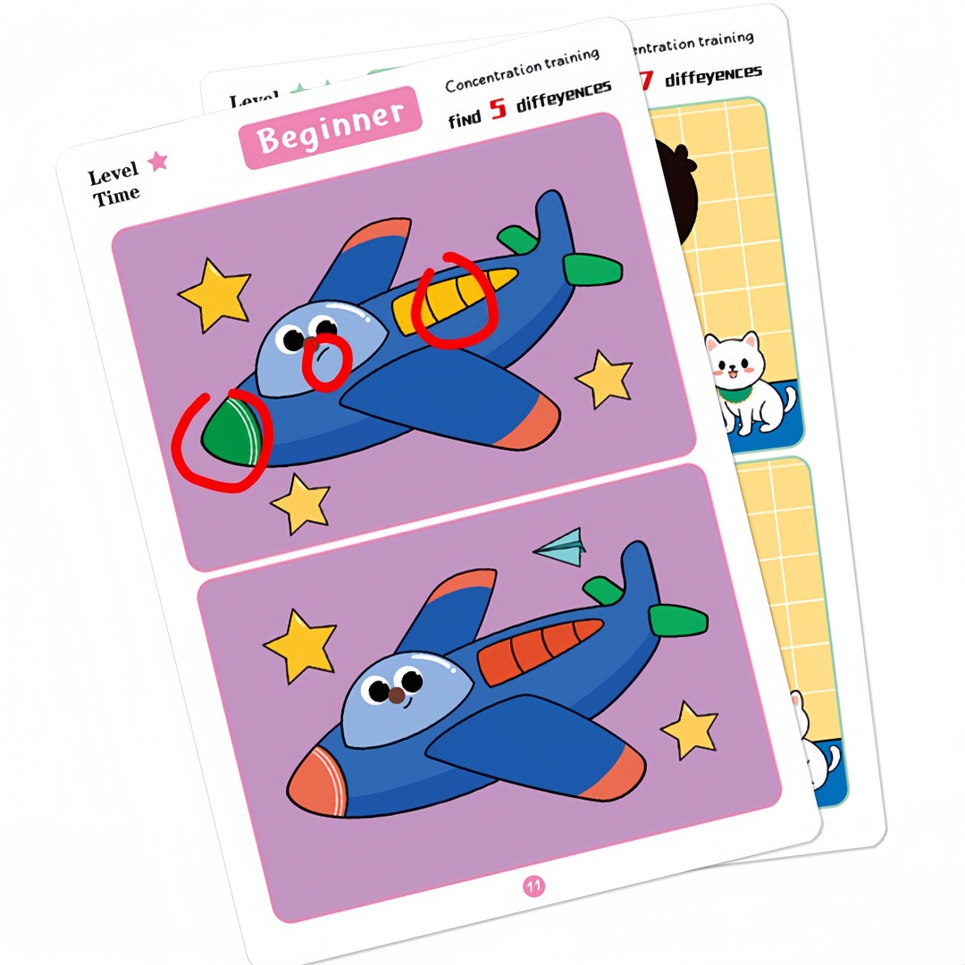 間違い探しカードゲーム 再利用可能な漫画教育パズル 子供向け - Kids Education Level のレビューと価格