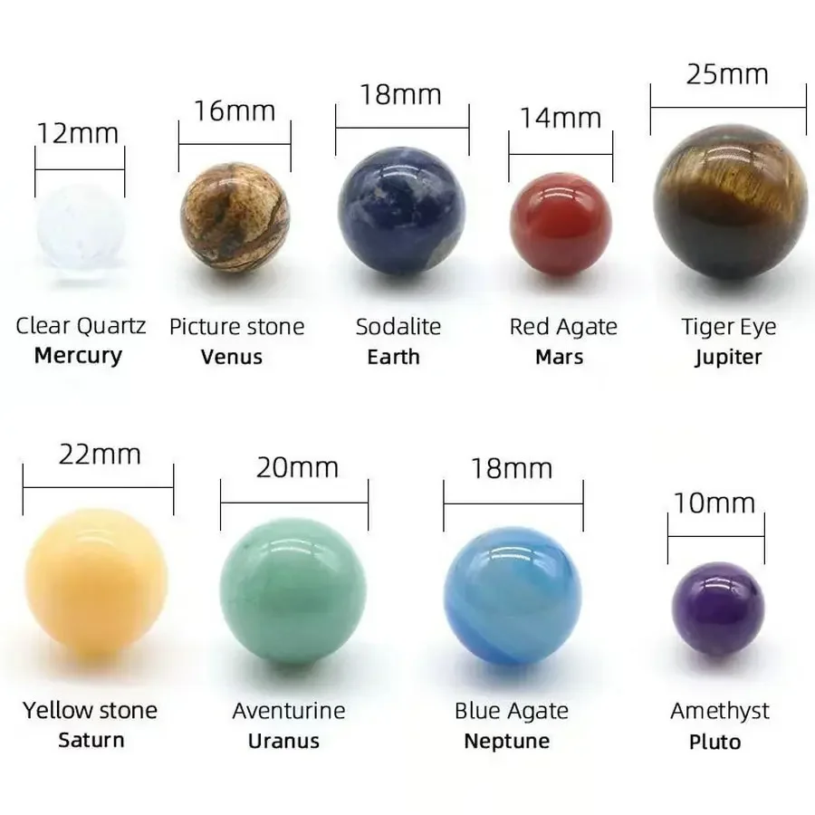 9 惑星太陽系クリスタル球ボールキット宝石球銀河宇宙モデル天 - Solar System Model のレビューと価格