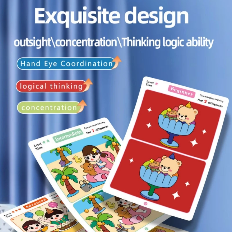 間違い探しカードゲーム 再利用可能な漫画教育パズル 子供向け - Kids Education Level のレビューと価格
