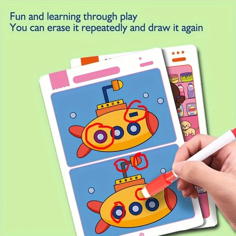 間違い探しカードゲーム 再利用可能な漫画教育パズル 子供向け - Kids Education Level のレビューと価格