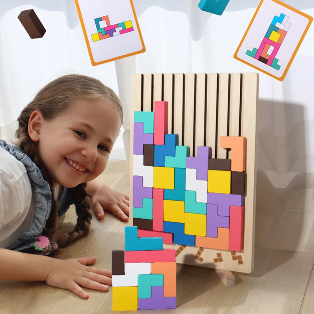 3D木製テトリスパズル - 子供向け教育的脳トレおもちゃ、論 - Kids Education Level のレビューと価格