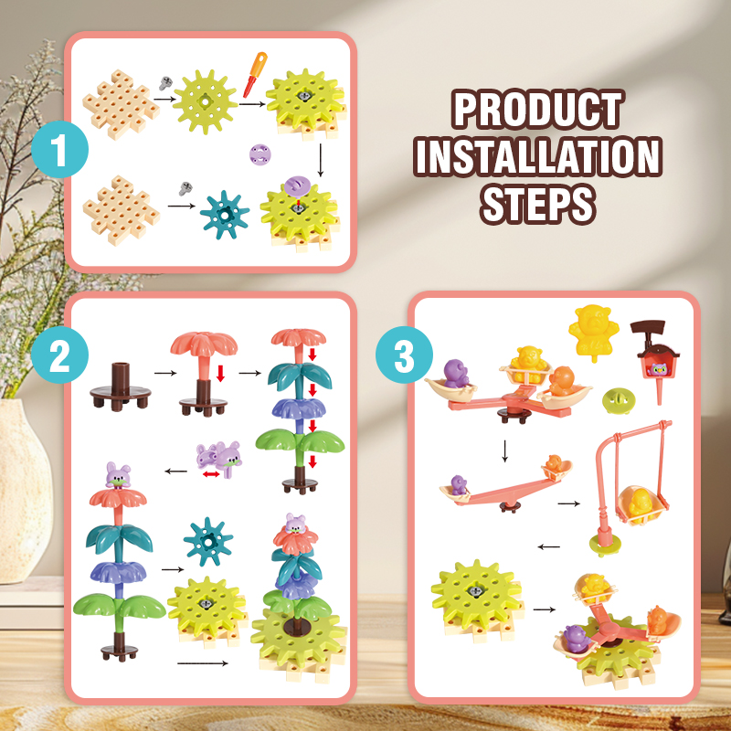 DIY電動回転ギア組み立てブロック 子供向け教育玩具 カラフ - Kids Nature Education のレビューと価格