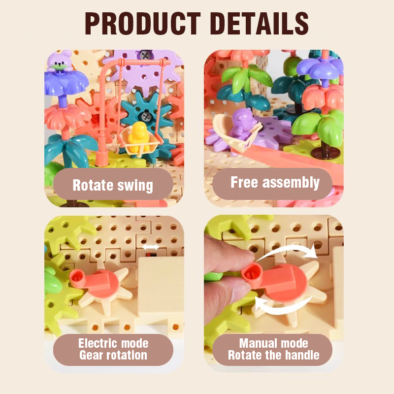 DIY電動回転ギア組み立てブロック 子供向け教育玩具 カラフ - Kids Nature Education のレビューと価格
