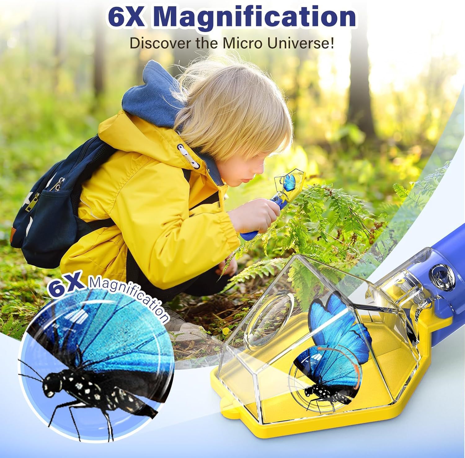 6倍拡大鏡付き子供用虫取り器、クリアビュー昆虫観察ボックス、 - Kids Nature Education のレビューと価格